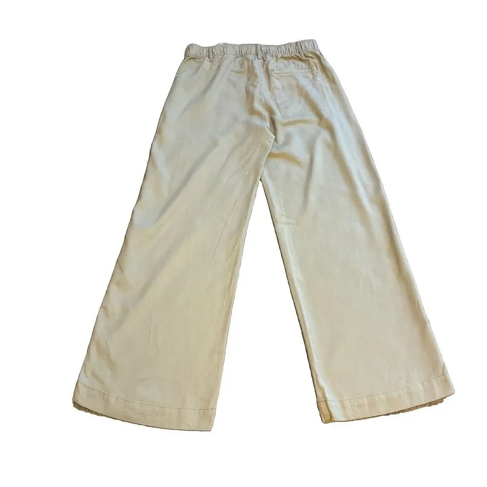 Banana Republic Women's Super-Soft Soma Mid-Rise Wide-Leg Pants Green Tea Sz S